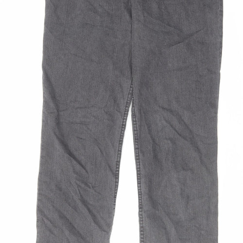 Marks and Spencer Womens Grey Cotton Straight Jeans Size 14 L31 in Regular Zip