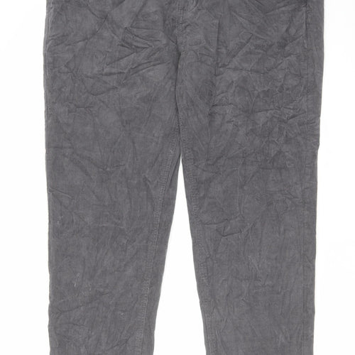 Marks and Spencer Womens Grey Cotton Trousers Size 24 L30 in Regular Zip