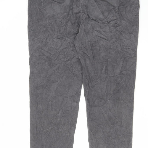 Marks and Spencer Womens Grey Cotton Trousers Size 24 L30 in Regular Zip