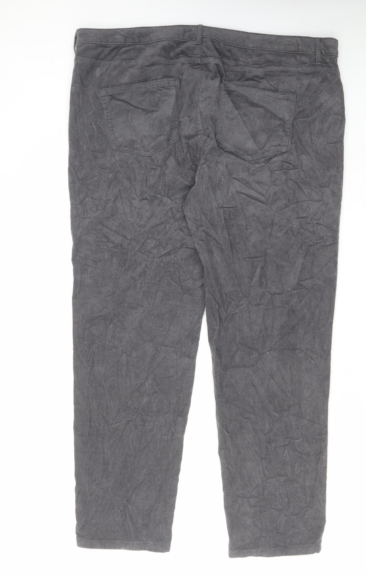 Marks and Spencer Womens Grey Cotton Trousers Size 24 L30 in Regular Zip