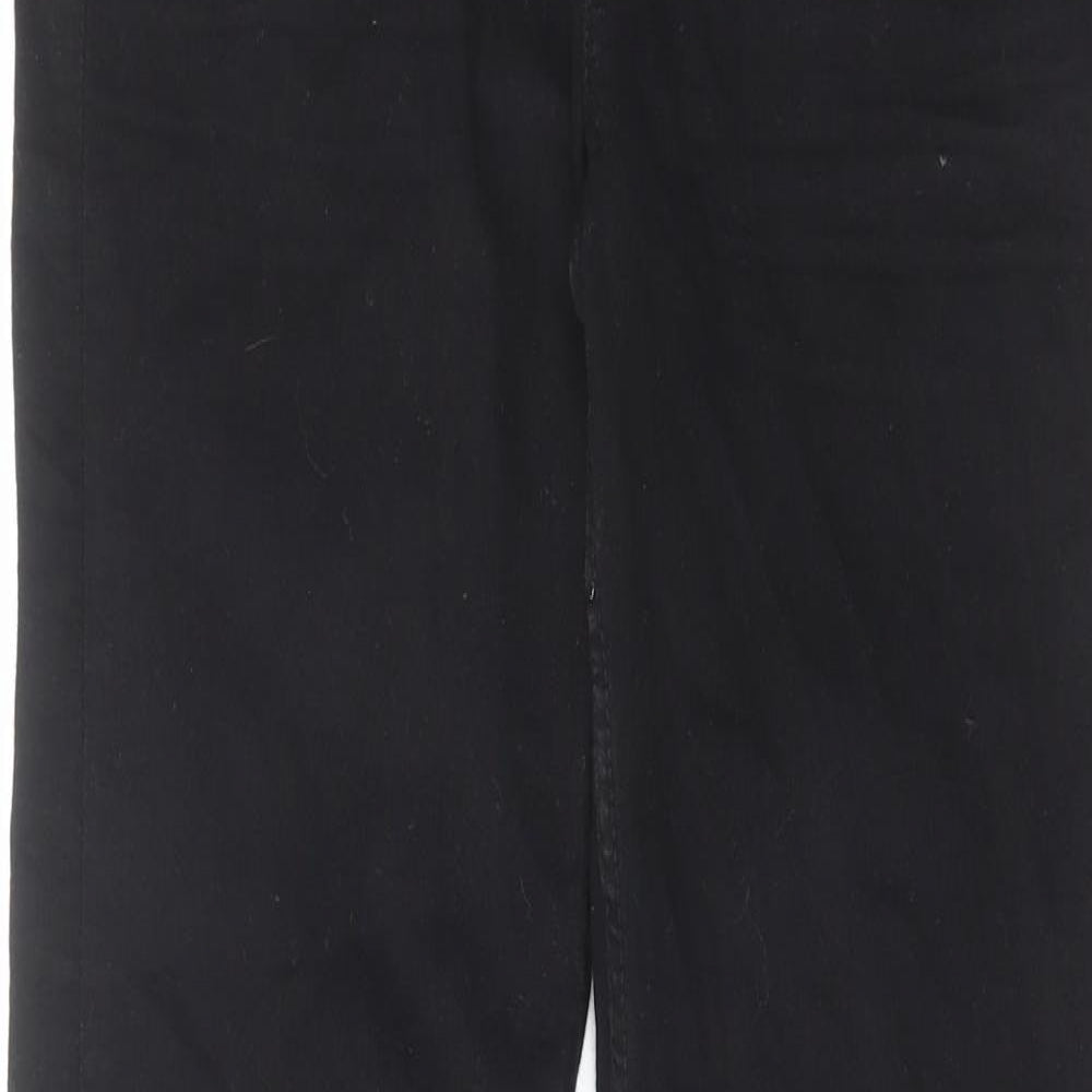 Marks and Spencer Womens Black Cotton Straight Jeans Size 12 L32 in Slim Zip