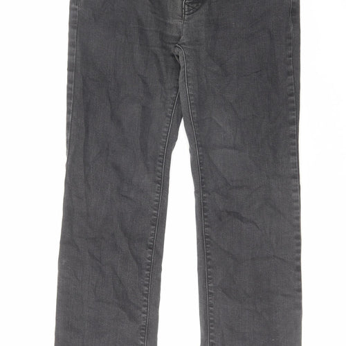 HUGO BOSS Mens Grey Cotton Straight Jeans Size 32 in L32 in Regular Zip