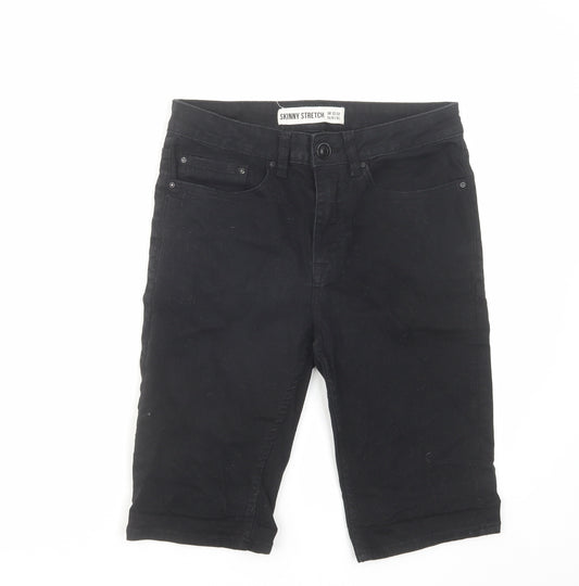 New Look Mens Black Cotton Bermuda Shorts Size 32 in L12 in Regular Zip