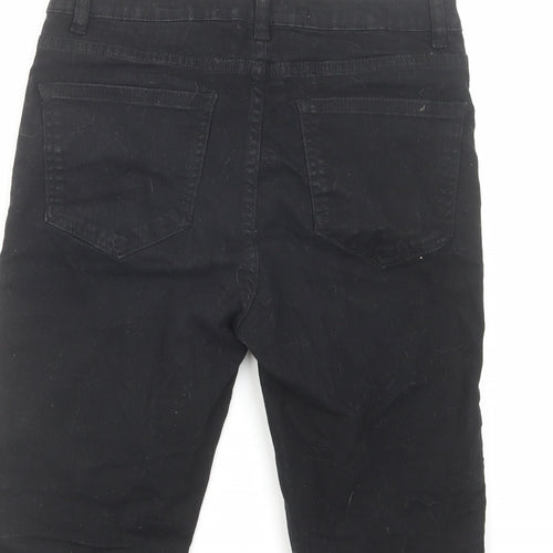 New Look Mens Black Cotton Bermuda Shorts Size 32 in L12 in Regular Zip