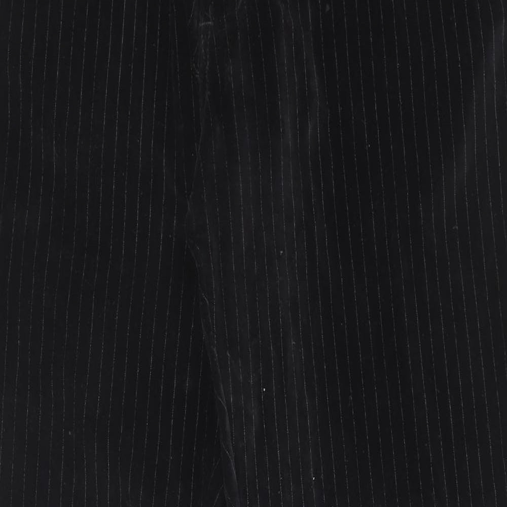 Peter Werth Mens Black Striped Cotton Trousers Size 34 in L32 in Regular Zip