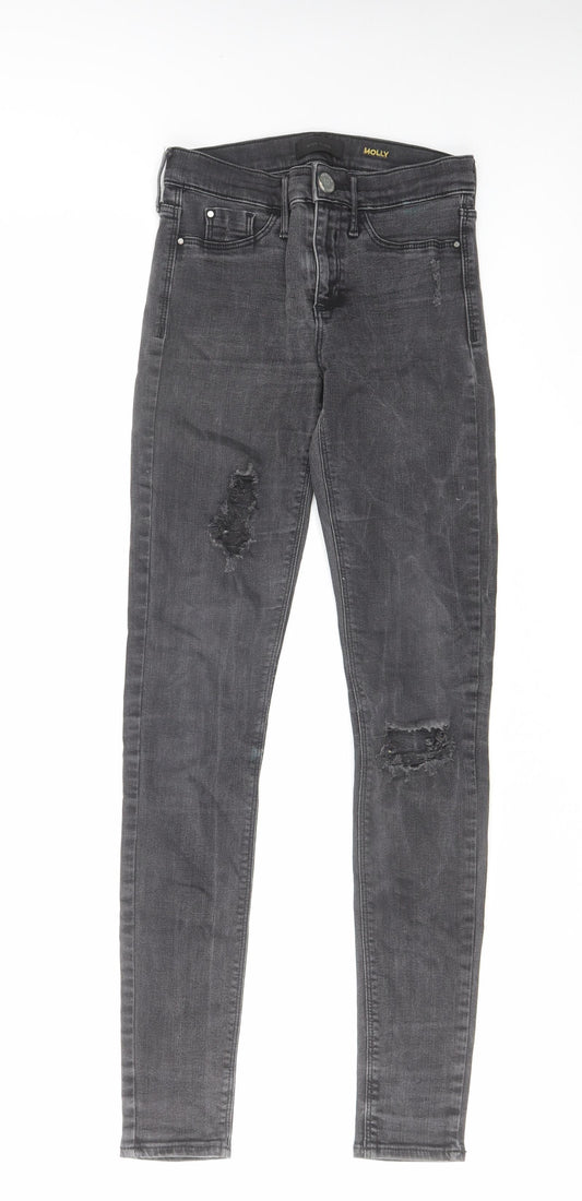 River Island Womens Grey Cotton Skinny Jeans Size 6 L29 in Regular Zip