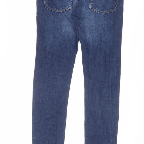 Pull&Bear Womens Blue Cotton Skinny Jeans Size 14 L32.5 in Slim Zip
