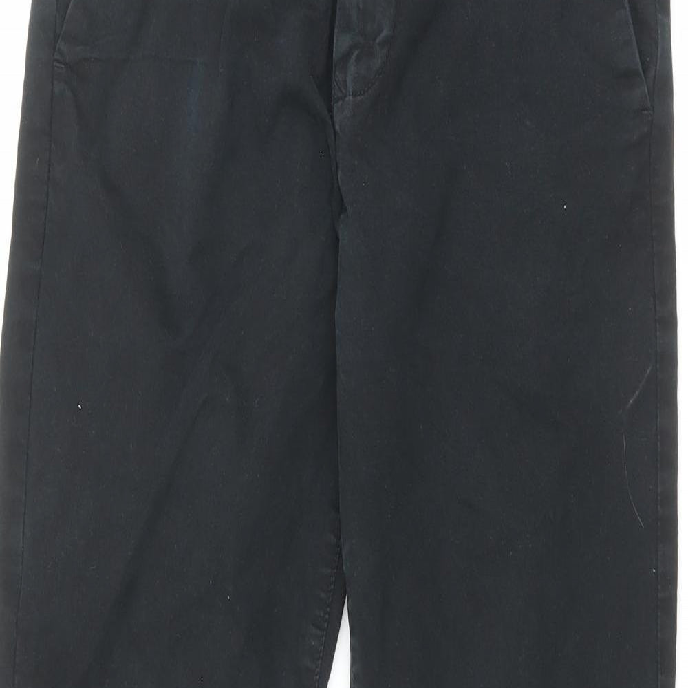 NEXT Mens Black Cotton Trousers Size 30 in L31 in Regular Zip