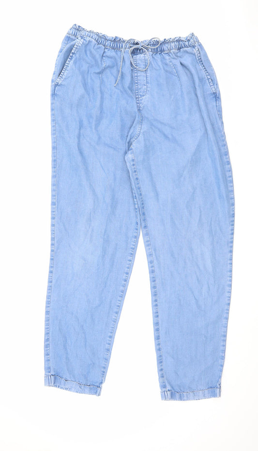 TU Womens Blue Cotton Straight Jeans Size 14 L28 in Regular Tie