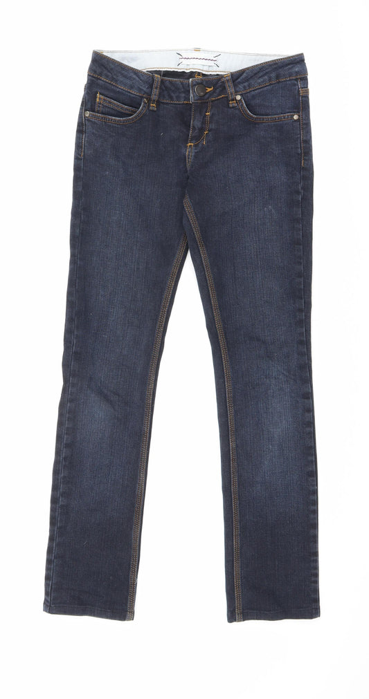 Topshop Womens Blue Cotton Straight Jeans Size 26 in L34 in Regular Zip