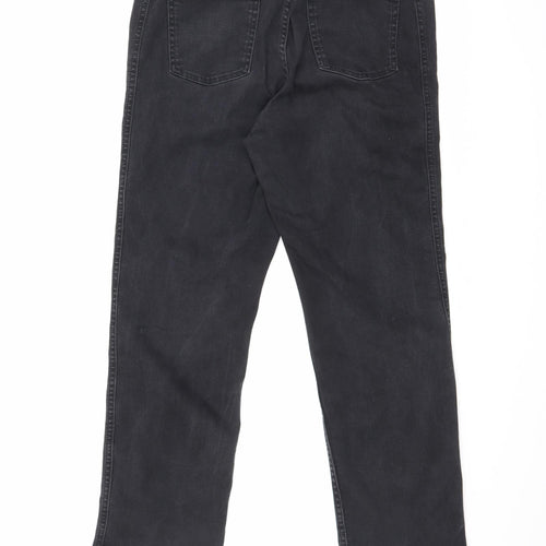 Autograph Womens Black Cotton Straight Jeans Size 16 L28 in Regular Zip