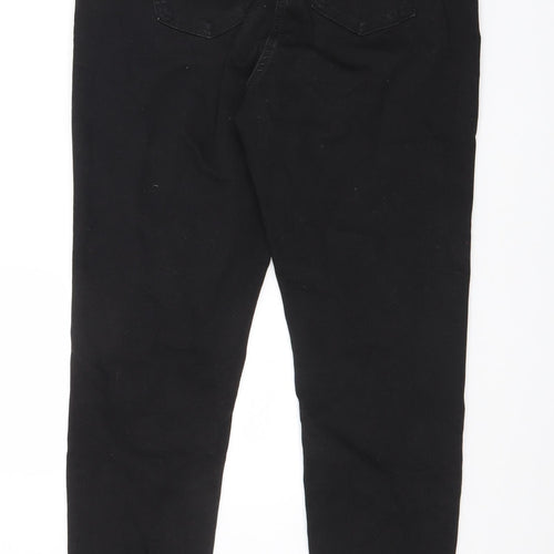 NEXT Womens Black Cotton Skinny Jeans Size 14 L29 in Regular Zip - Raw Hem