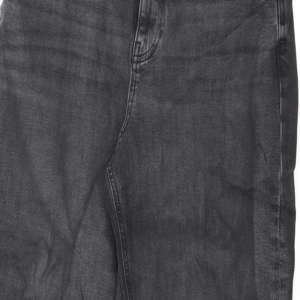 Marks and Spencer Womens Black Cotton Boyfriend Jeans Size 12 L28 in Regular Zip