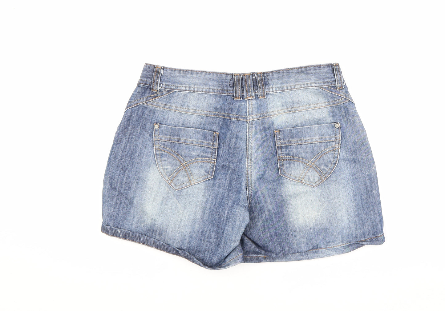 Be Beau Womens Blue Cotton Hot Pants Shorts Size 12 L4.5 in Regular Zip