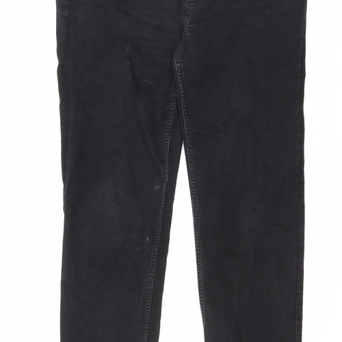 Marks and Spencer Womens Black Cotton Straight Jeans Size 16 L28 in Regular Zip