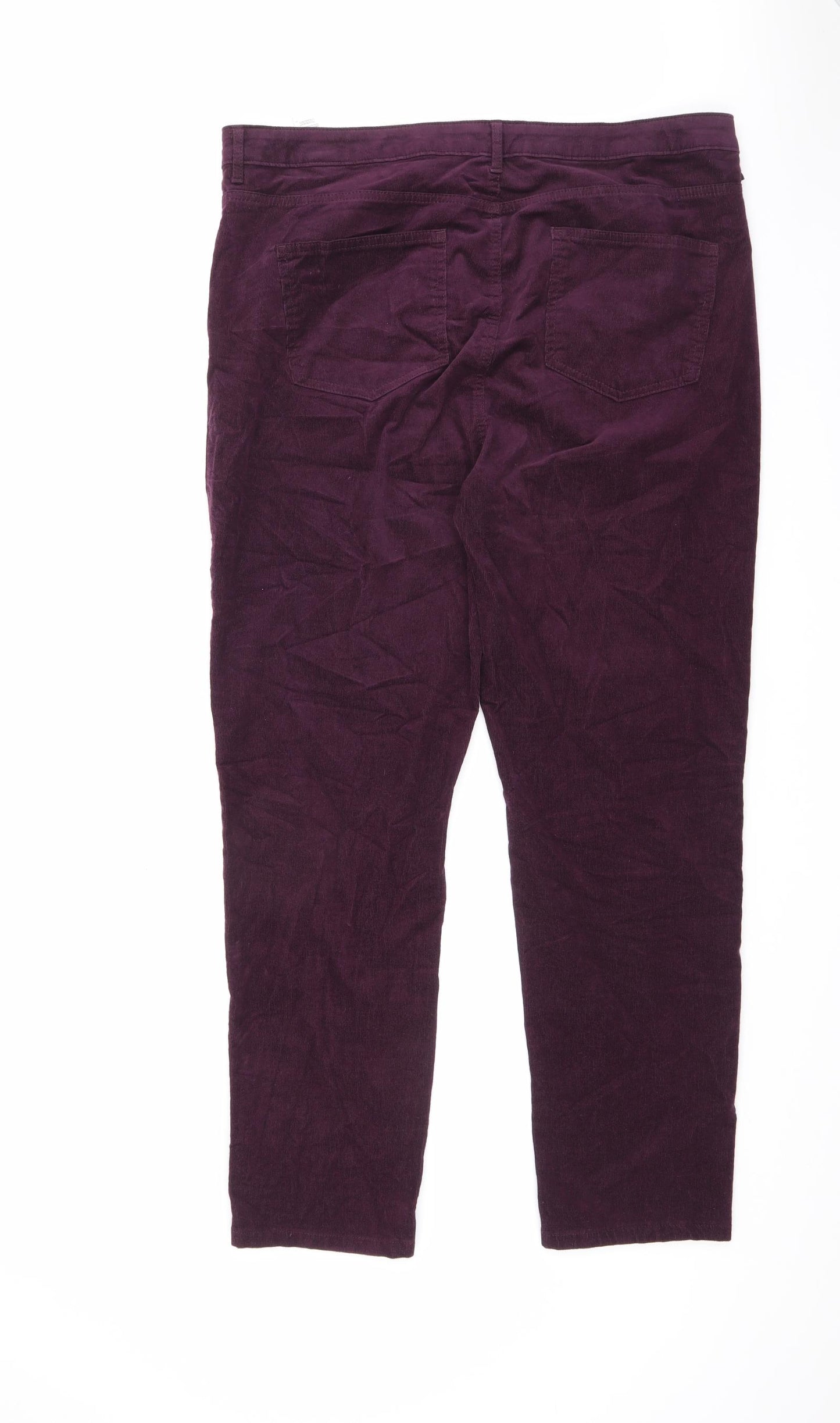 Marks and Spencer Womens Purple Cotton Trousers Size 20 L29 in Regular Zip