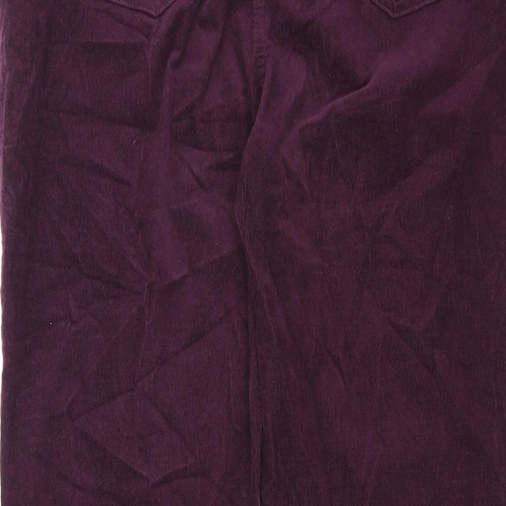 Marks and Spencer Womens Purple Cotton Trousers Size 20 L29 in Regular Zip