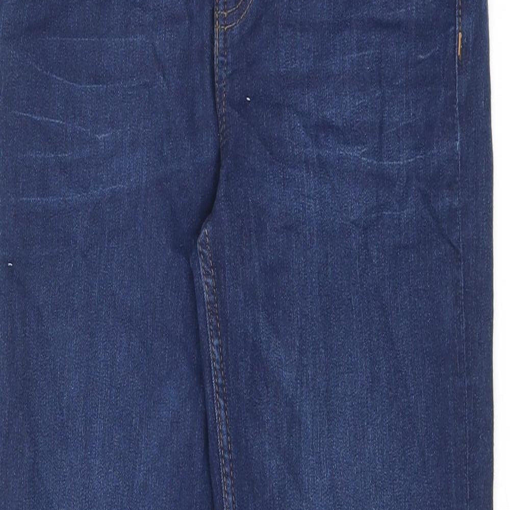 Marks and Spencer Womens Blue Cotton Straight Jeans Size 10 L28.5 in Regular Zip