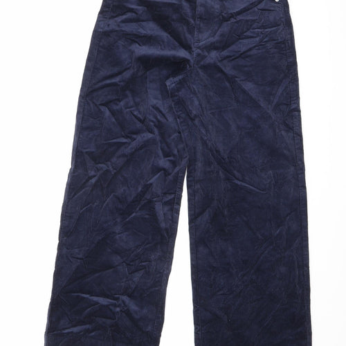 Marks and Spencer Womens Blue Cotton Trousers Size 8 L27 in Regular Zip