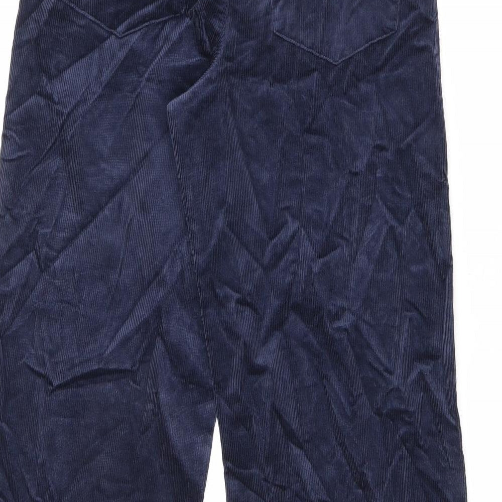 Marks and Spencer Womens Blue Cotton Trousers Size 8 L27 in Regular Zip