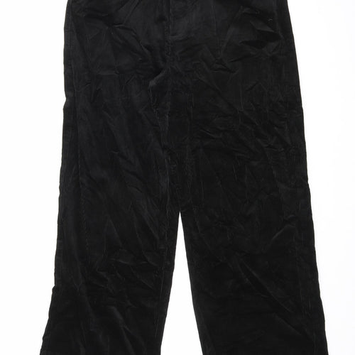 Marks and Spencer Womens Black Cotton Trousers Size 16 L29 in Regular Zip