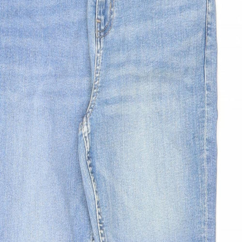 Marks and Spencer Womens Blue Cotton Skinny Jeans Size 10 L26 in Regular Zip