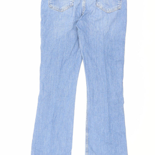 Marks and Spencer Womens Blue Cotton Flared Jeans Size 10 L31 in Slim Zip - Long leg