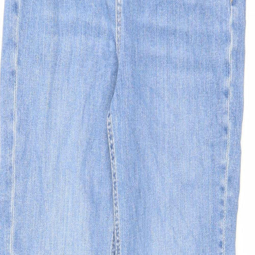 Marks and Spencer Womens Blue Cotton Flared Jeans Size 10 L31 in Slim Zip - Long leg