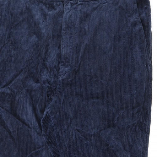 Marks and Spencer Mens Blue Cotton Trousers Size 44 in L29 in Regular Zip