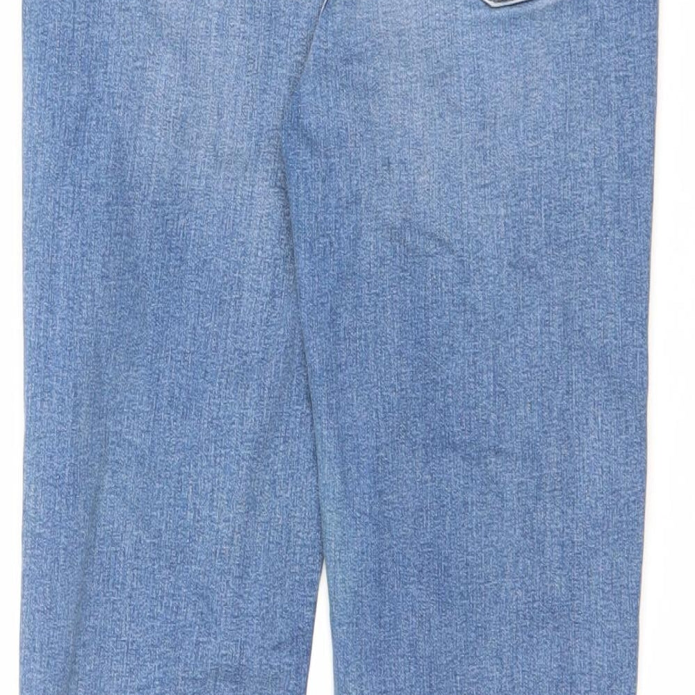 Marks and Spencer Womens Blue Cotton Straight Jeans Size 12 L27 in Regular Zip