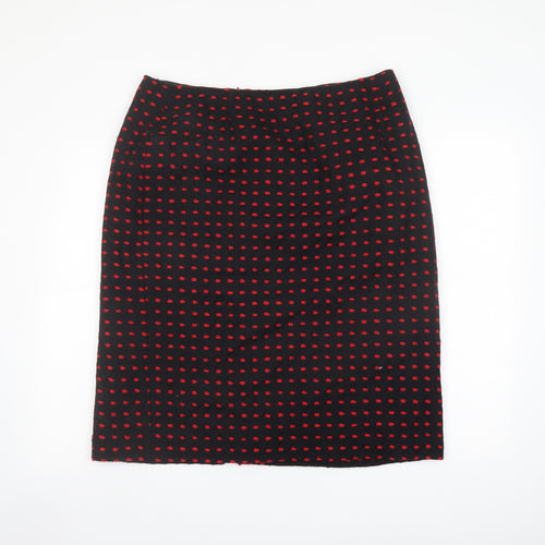 Jacques Vert Womens Black Geometric Wool A-Line Skirt Size 18 Zip