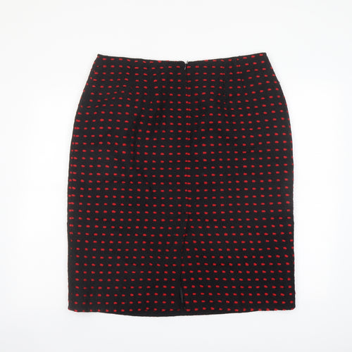 Jacques Vert Womens Black Geometric Wool A-Line Skirt Size 18 Zip
