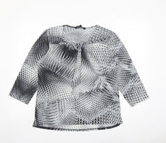 Elite Womens Grey Geometric Polyester Basic Blouse Size 12 Round Neck