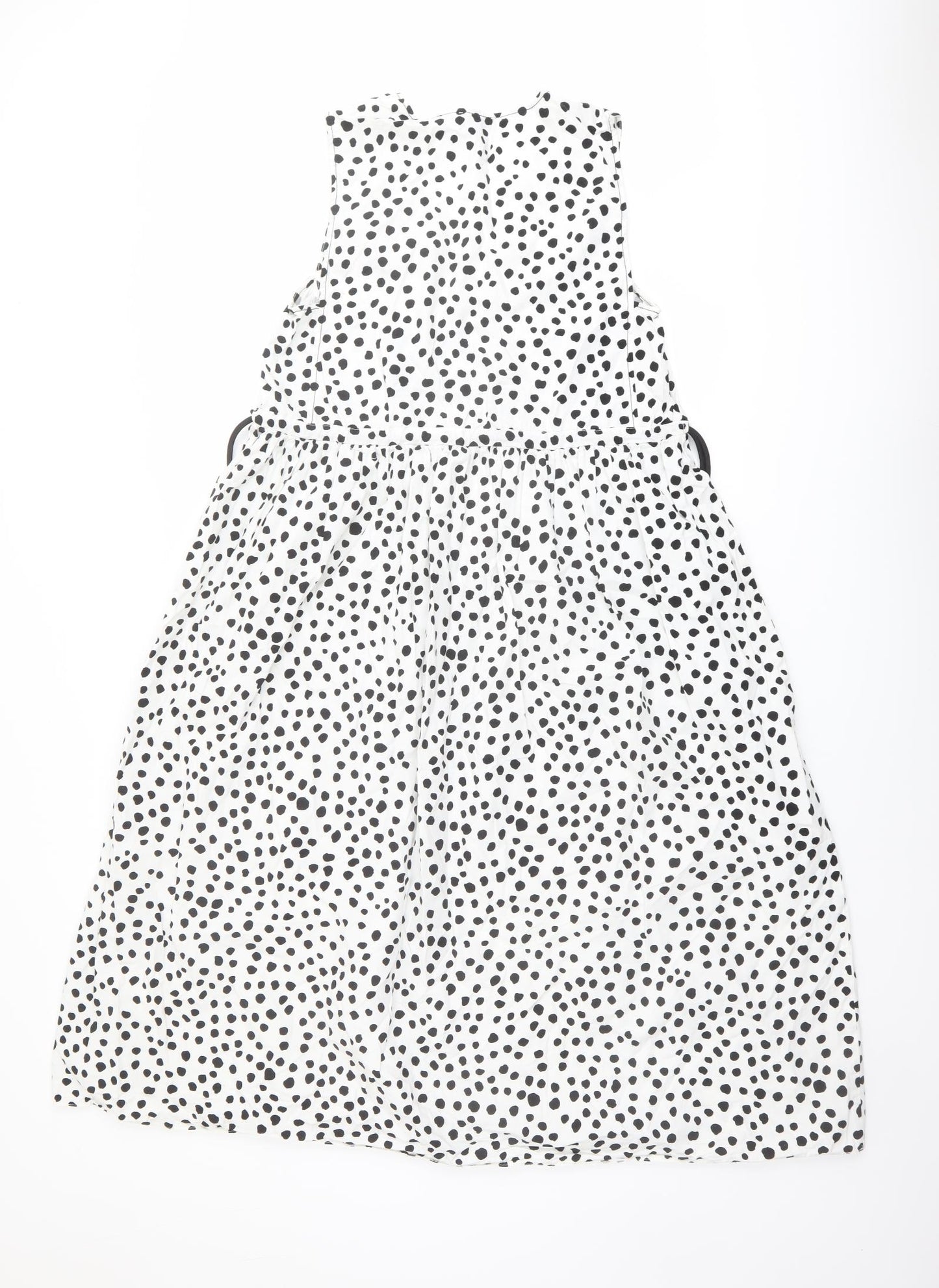ASOS Womens White Animal Print Cotton A-Line Size 10 V-Neck Pullover - Dalmatian pattern
