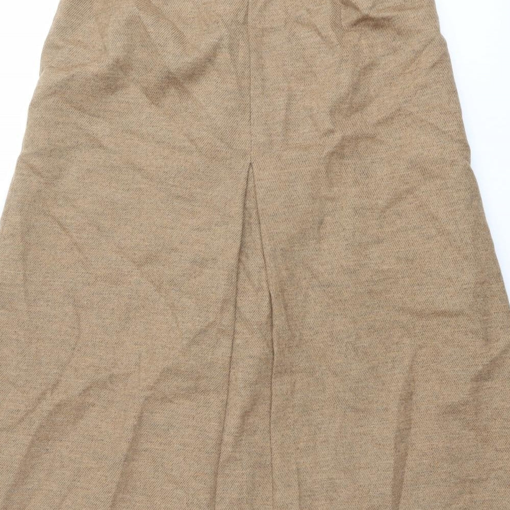 Equorian Womens Beige Wool A-Line Skirt Size 14 Zip