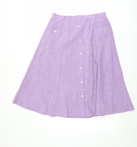 Riddella Womens Purple Polyester Swing Skirt Size 14
