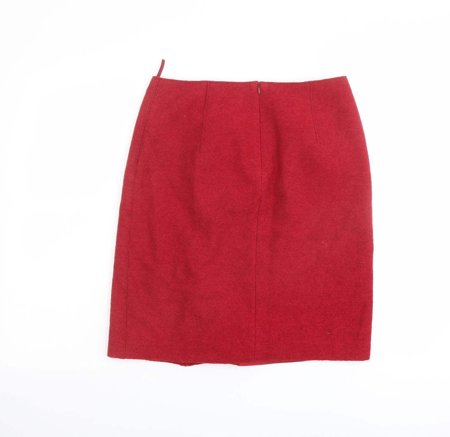 Marella Womens Red Wool A-Line Skirt Size 10 Zip