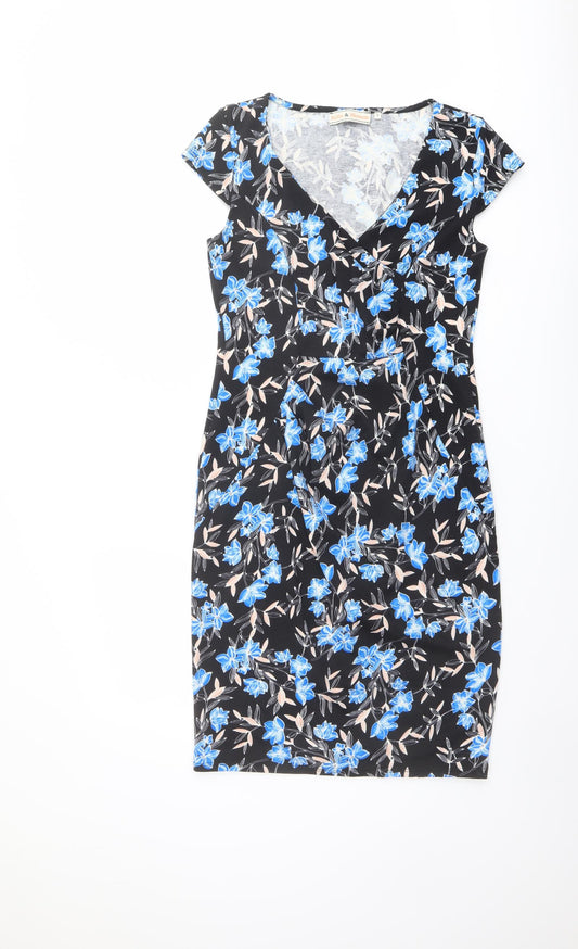 Dorothy Perkins Womens Multicoloured Floral Polyester Pencil Dress Size 12 V-Neck Pullover