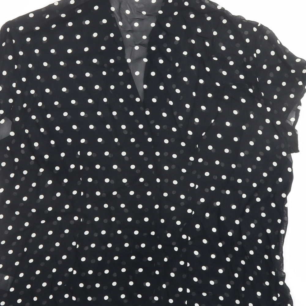 Principles Womens Black Polka Dot Viscose Basic Blouse Size 14 Collared