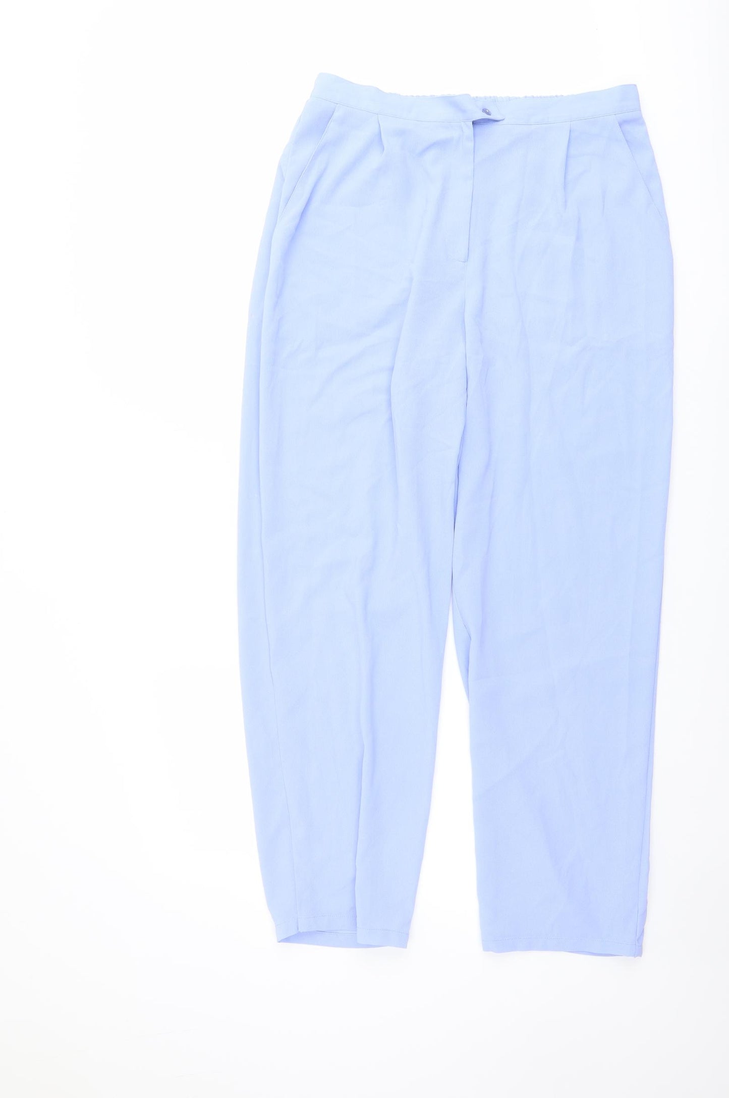 Roman Womens Blue Polyester Carrot Trousers Size 16 L28 in Regular Button