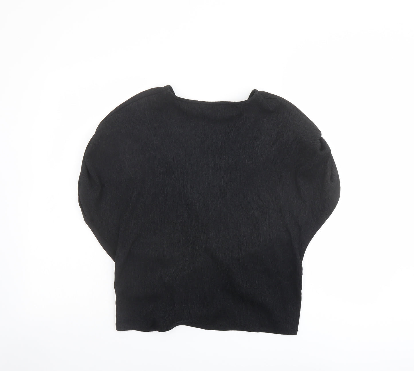 Marks and Spencer Womens Black Polyester Basic Blouse Size 14 V-Neck