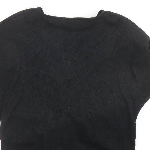 Marks and Spencer Womens Black Polyester Basic Blouse Size 14 V-Neck