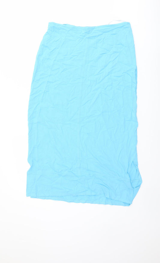 Wallis Womens Blue Viscose A-Line Skirt Size 14 Zip
