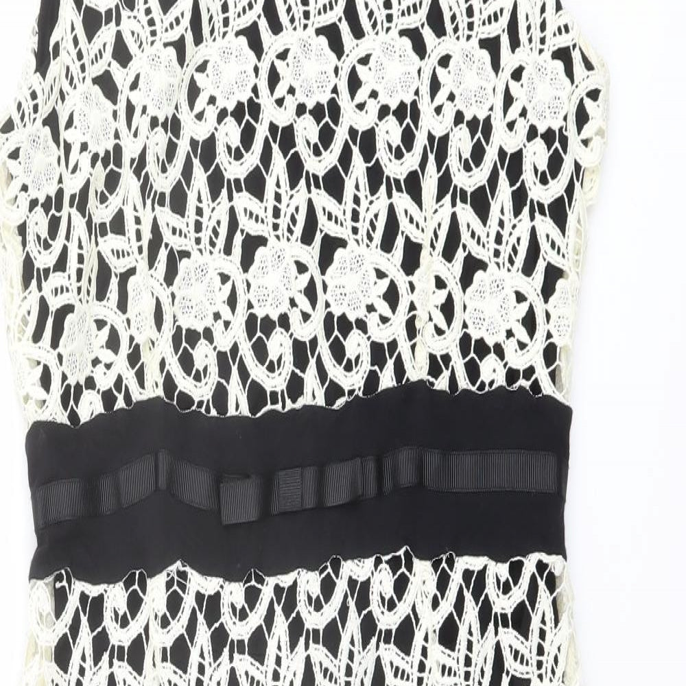 Kaleidoscope Womens Ivory Polyester Bodycon Size 12 Round Neck Zip - Lace