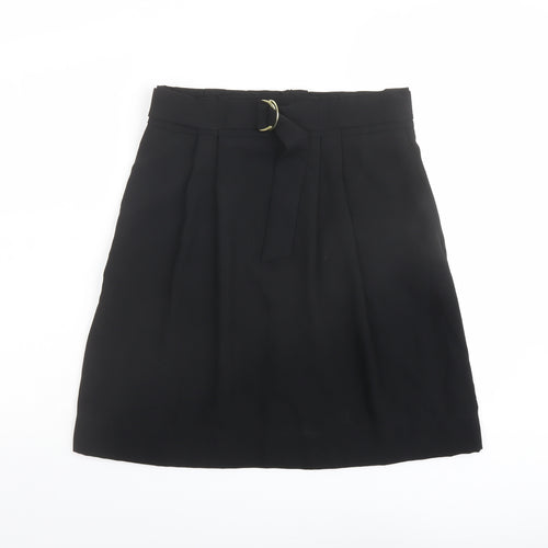 H&M Womens Black Polyester A-Line Skirt Size 12 Zip