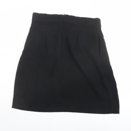 H&M Womens Black Polyester A-Line Skirt Size 12 Zip
