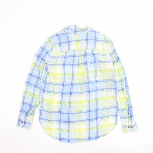 H&M Womens Multicoloured Plaid Cotton Basic Button-Up Size 10 Collared