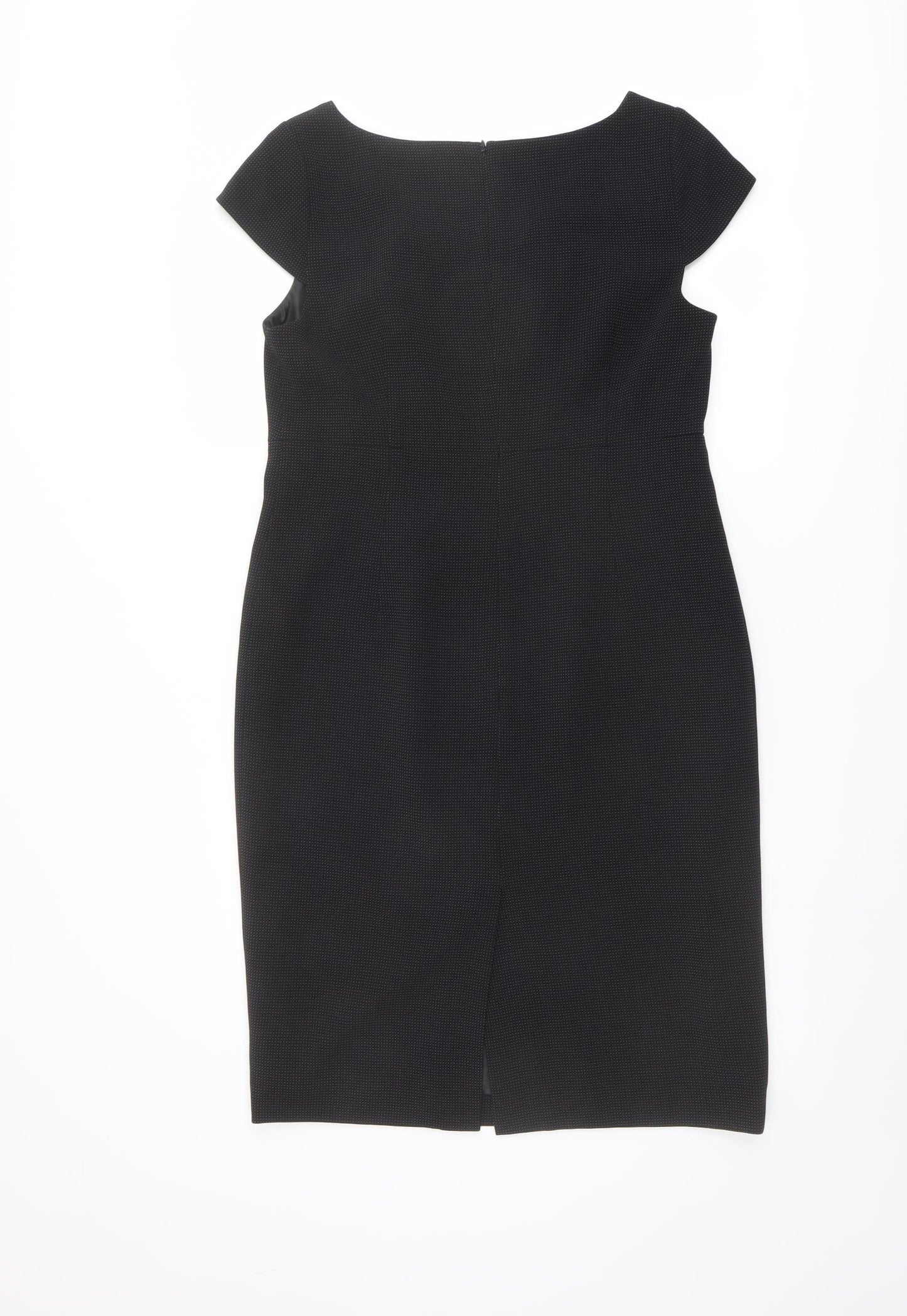 Planet Womens Black Polyester Pencil Dress Size 12 V-Neck Zip