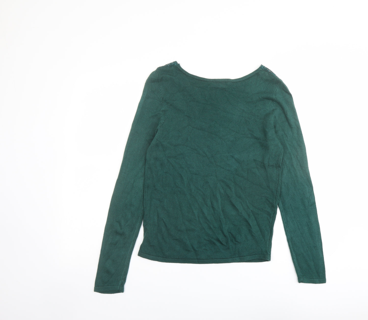 Grain de Malice Womens Green V-Neck Viscose Pullover Jumper Size S