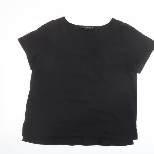 French Connection Womens Black Polyester Basic T-Shirt Size XL Round Neck